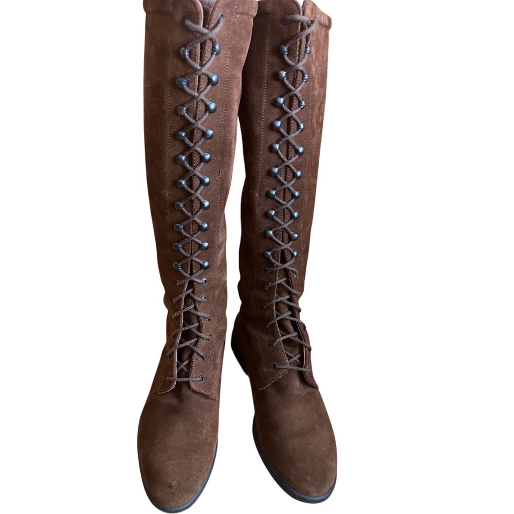 Fratelli Rossetti Brown Suede Lace Up Knee‎ High Riding Boots Sz 36.5/6